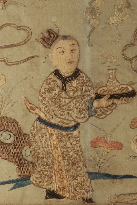 古玩雜項刺繡天官圖真品鑒賞圖