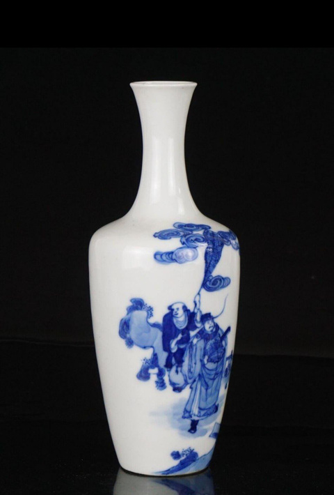 古玩陶瓷青花人物故事瓶真品鑒賞圖