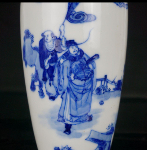 古玩陶瓷青花人物故事瓶真品鑒賞圖