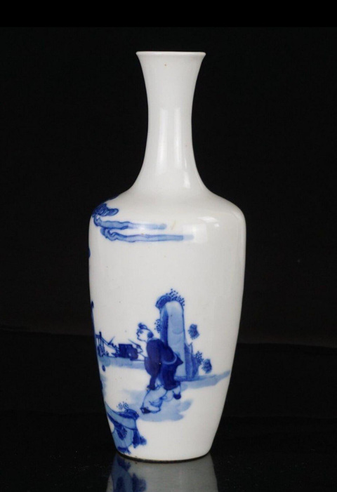 古玩陶瓷青花人物故事瓶真品鑒賞圖