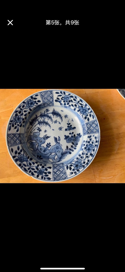 古玩陶瓷花鳥紋青花盤真品鑒賞圖