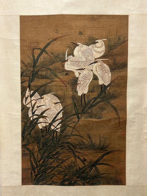 古玩字畫呂紀(jì)款花鳥真品鑒賞圖