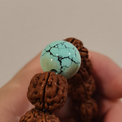 古玩玉器松石金剛菩提串真品鑒賞圖