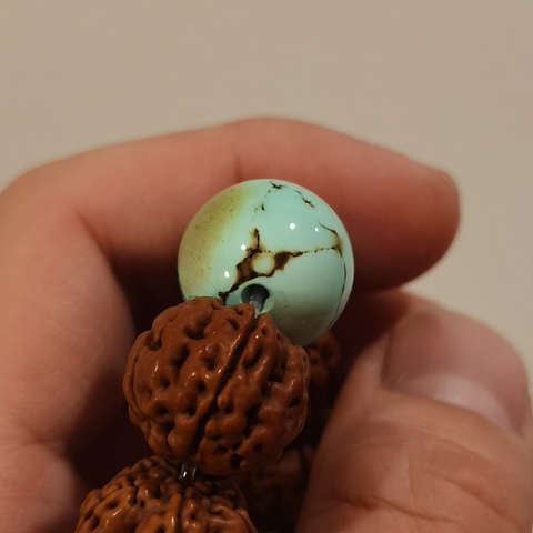 古玩玉器松石金剛菩提串真品鑒賞圖