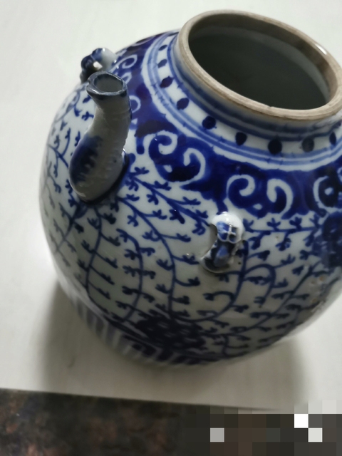古玩陶瓷青花四系壺真品鑒賞圖