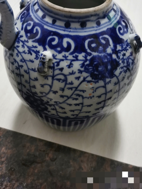 古玩陶瓷青花四系壺真品鑒賞圖