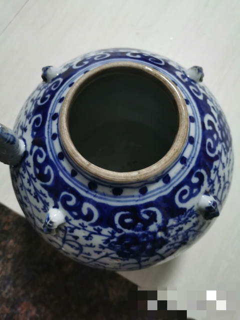 古玩陶瓷青花四系壺真品鑒賞圖