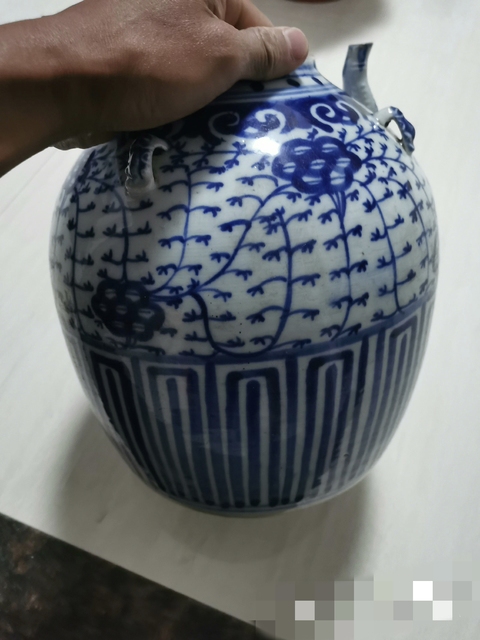 古玩陶瓷青花四系壺真品鑒賞圖