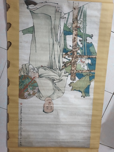 古玩字畫任伯年款執(zhí)扇高士圖真品鑒賞圖