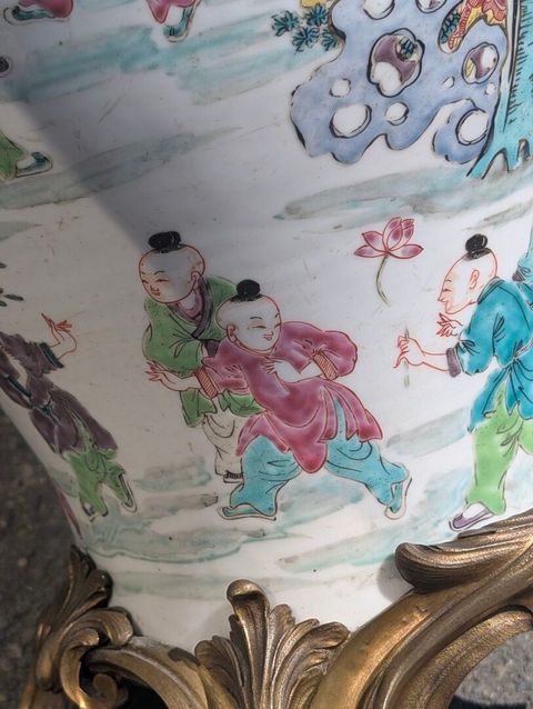 古玩陶瓷嬰戲紋粉彩將軍罐真品鑒賞圖