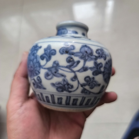 古玩陶瓷青花石榴尊真品鑒賞圖
