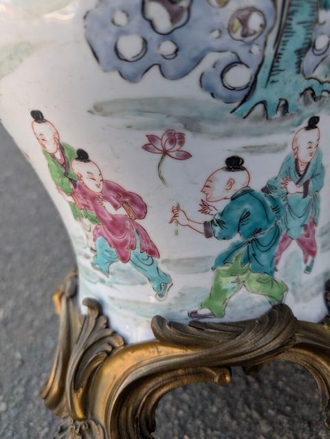 古玩陶瓷嬰戲紋粉彩將軍罐真品鑒賞圖