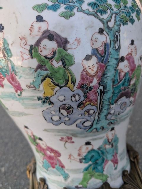 古玩陶瓷嬰戲紋粉彩將軍罐真品鑒賞圖