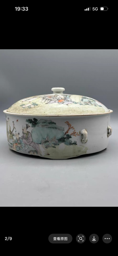 古玩陶瓷光緒·淺絳彩人物故事紋一品鍋 真品鑒賞圖