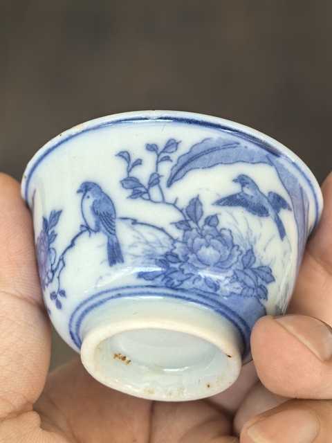 古玩陶瓷青花花鳥紋杯真品鑒賞圖