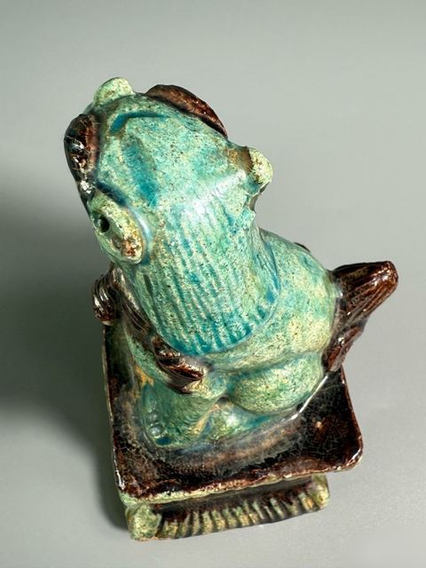 古玩陶瓷琺華彩坐獅瓷塑真品鑒賞圖