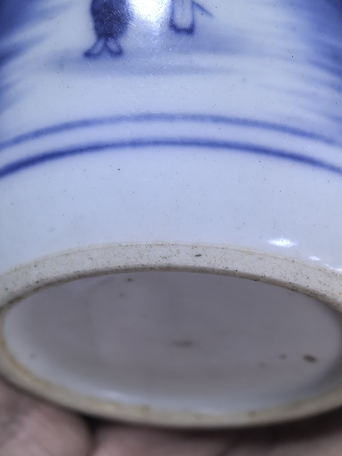 古玩陶瓷山水紋青花罐真品鑒賞圖