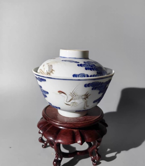 古玩陶瓷粉彩蓋碗真品鑒賞圖