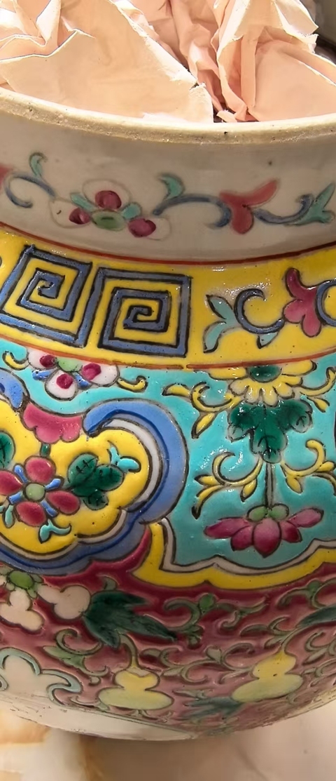 古玩陶瓷人物紋粉彩將軍罐真品鑒賞圖