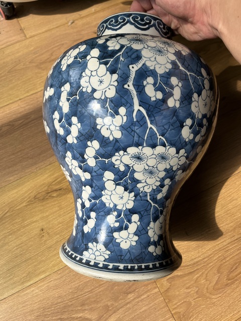 古玩陶瓷青花留白冰梅紋將軍罐真品鑒賞圖
