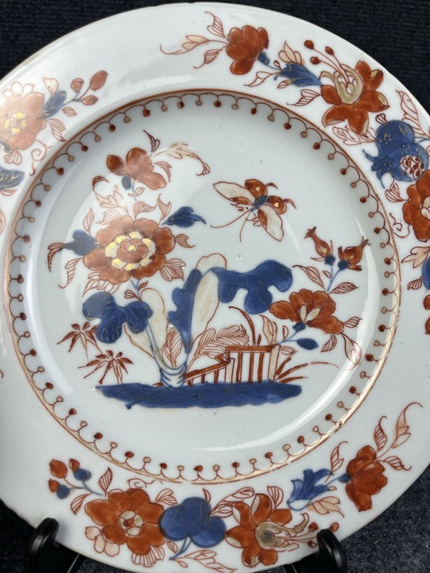 古玩陶瓷青花礬紅描金白菜盤真品鑒賞圖