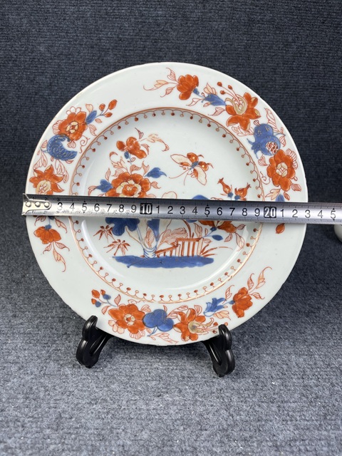 古玩陶瓷青花礬紅描金白菜盤真品鑒賞圖