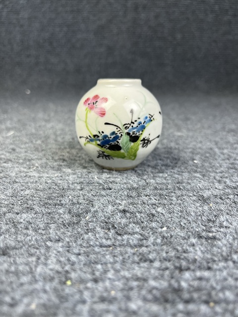 古玩陶瓷粉彩花鳥紋小水盂真品鑒賞圖