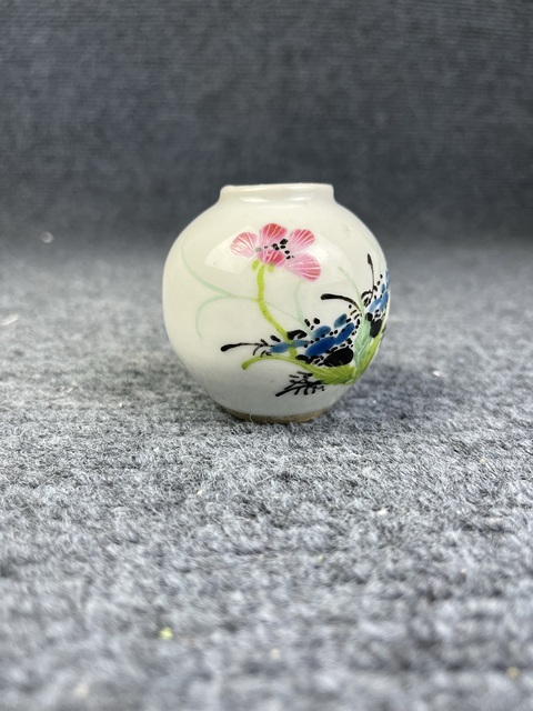 古玩陶瓷粉彩花鳥紋小水盂真品鑒賞圖