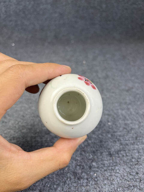 古玩陶瓷粉彩花鳥紋小水盂真品鑒賞圖
