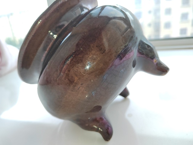 古玩陶瓷褐釉三足香爐真品鑒賞圖