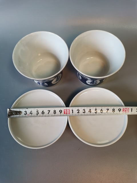 古玩陶瓷民國創匯青花福壽雙全蓋杯一對拍賣,當前價格299元