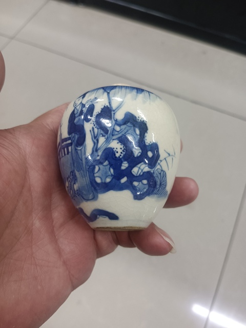 古玩陶瓷煨瓷青花教子折桂圖罐真品鑒賞圖