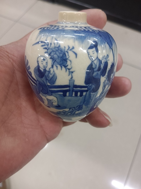 古玩陶瓷煨瓷青花教子折桂圖罐真品鑒賞圖