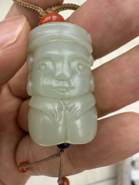 古玩玉器和田玉雕“遇貴人”掛件真品鑒賞圖