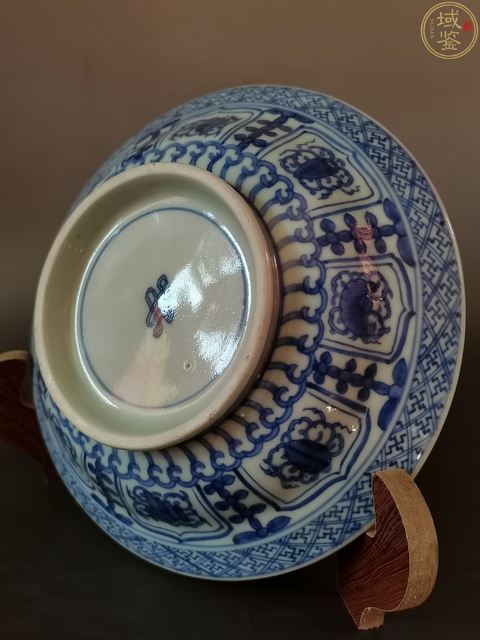 古玩陶瓷民國青花折沿蓋碗真品鑒賞圖