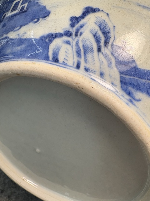 古玩陶瓷青花通景花口碗真品鑒賞圖