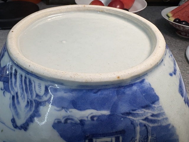 古玩陶瓷青花通景花口碗真品鑒賞圖