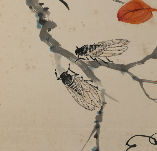 古玩字畫紅葉晴來忽有蟬真品鑒賞圖