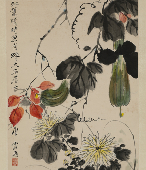 古玩字畫紅葉晴來忽有蟬真品鑒賞圖