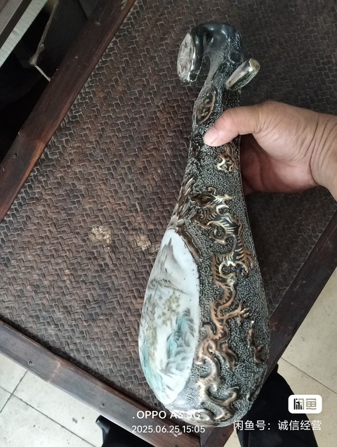 古玩陶瓷粉彩山水人物琵琶瓷塑真品鑒賞圖