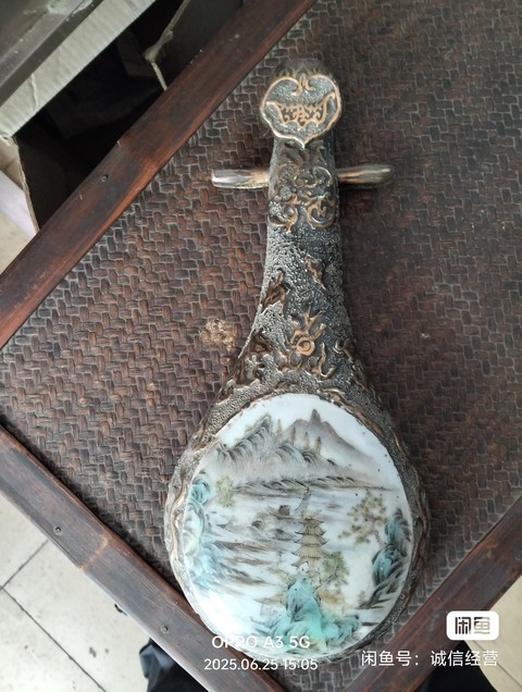 古玩陶瓷粉彩山水人物琵琶瓷塑真品鑒賞圖