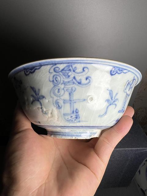 古玩陶瓷青花高士圖茶碗真品鑒賞圖