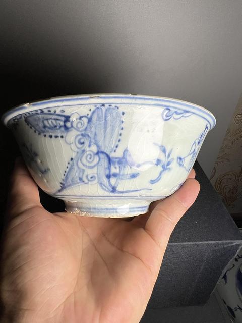 古玩陶瓷青花高士圖茶碗真品鑒賞圖