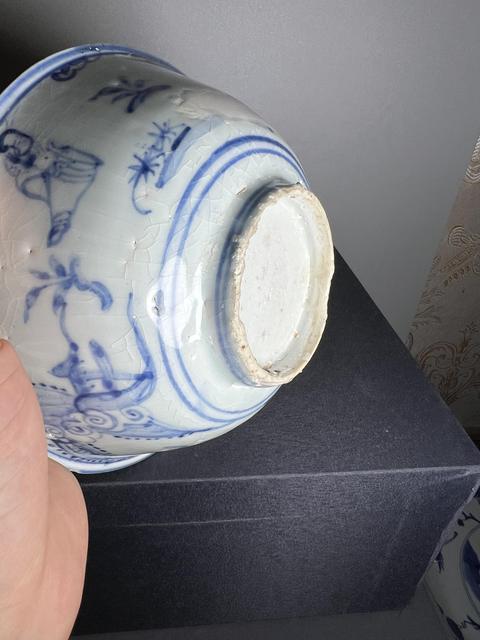 古玩陶瓷青花高士圖茶碗真品鑒賞圖