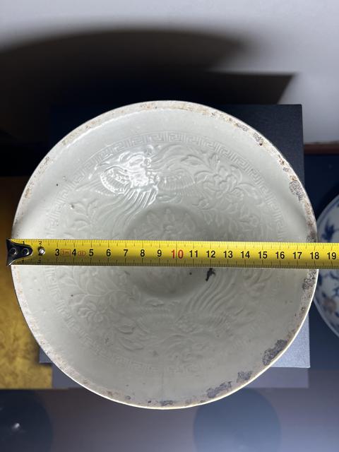 古玩陶瓷南定青白釉雙鳳紋面包碗真品鑒賞圖