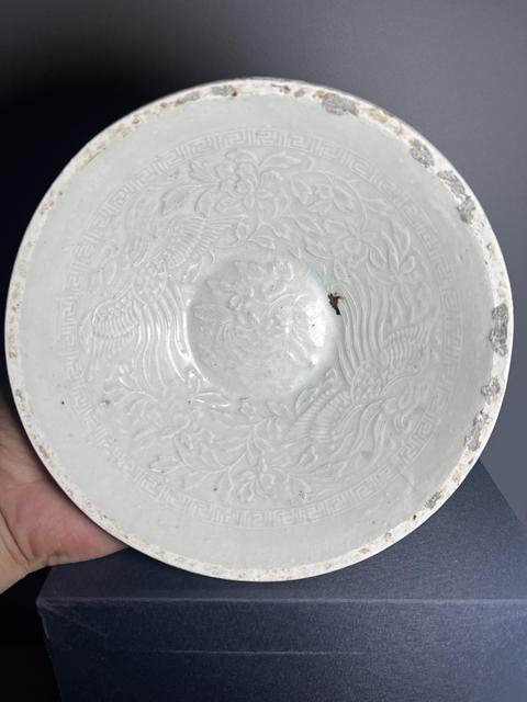古玩陶瓷南定青白釉雙鳳紋面包碗真品鑒賞圖