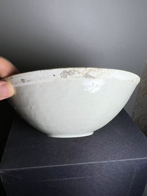 古玩陶瓷南定青白釉雙鳳紋面包碗真品鑒賞圖