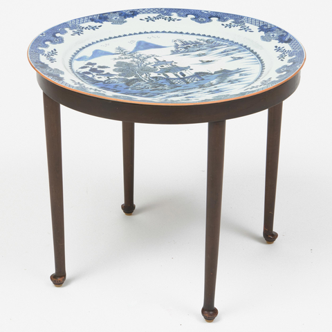 古玩陶瓷乾隆青花山水大盤真品鑒賞圖