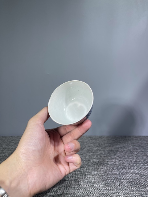 古玩陶瓷民國.青花團鶴紋仰鐘杯拍賣,當前價格0元