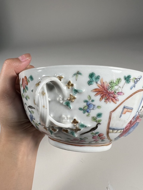 古玩陶瓷人物紋粉彩蓋缽真品鑒賞圖